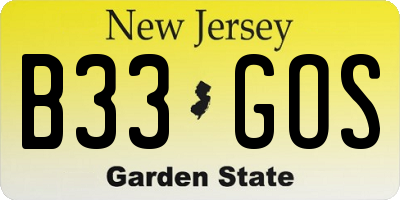 NJ license plate B33GOS