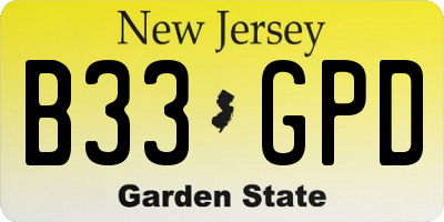 NJ license plate B33GPD