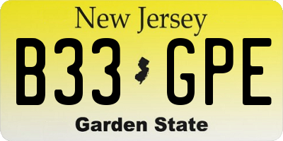 NJ license plate B33GPE