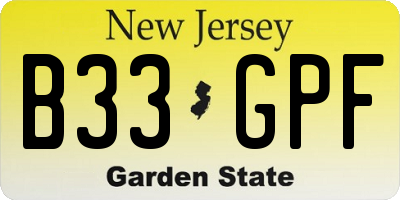 NJ license plate B33GPF