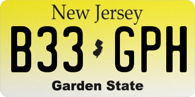 NJ license plate B33GPH