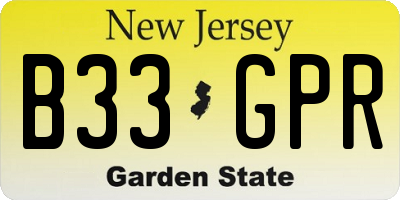 NJ license plate B33GPR