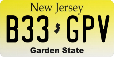 NJ license plate B33GPV