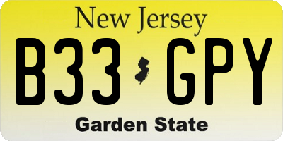NJ license plate B33GPY
