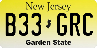 NJ license plate B33GRC