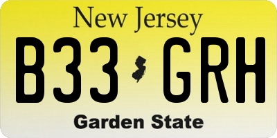 NJ license plate B33GRH