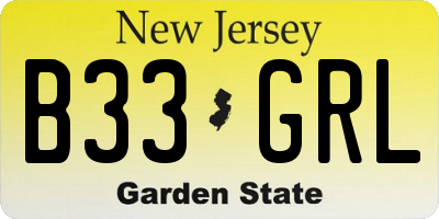 NJ license plate B33GRL