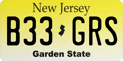 NJ license plate B33GRS