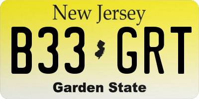 NJ license plate B33GRT