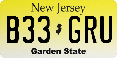 NJ license plate B33GRU