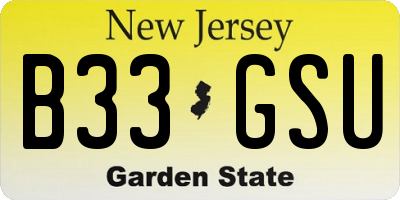 NJ license plate B33GSU