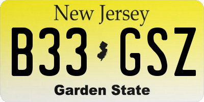 NJ license plate B33GSZ