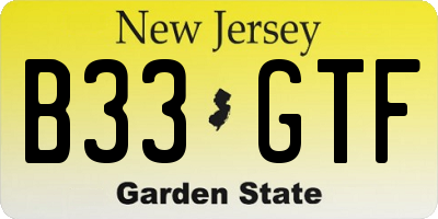 NJ license plate B33GTF