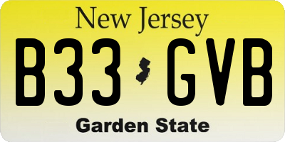 NJ license plate B33GVB