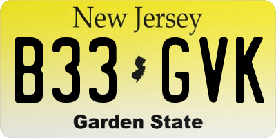 NJ license plate B33GVK