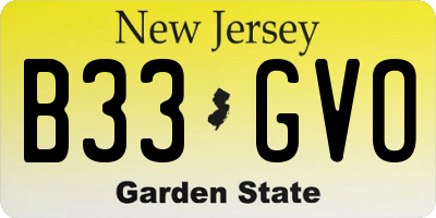 NJ license plate B33GVO
