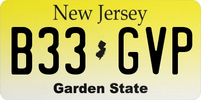 NJ license plate B33GVP