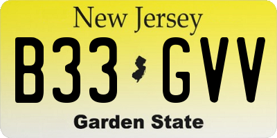 NJ license plate B33GVV