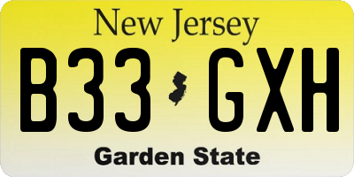 NJ license plate B33GXH