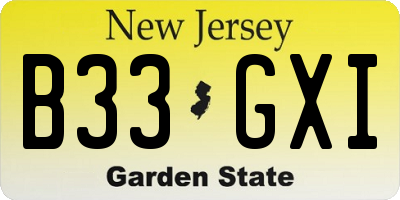 NJ license plate B33GXI