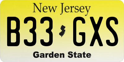 NJ license plate B33GXS