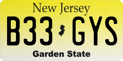 NJ license plate B33GYS