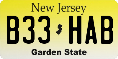 NJ license plate B33HAB