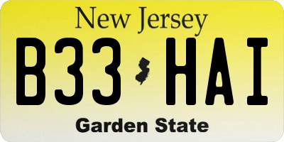 NJ license plate B33HAI