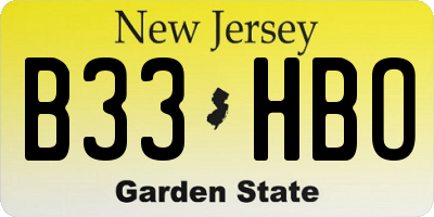 NJ license plate B33HBO