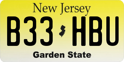 NJ license plate B33HBU