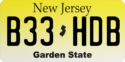 NJ license plate B33HDB