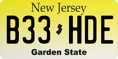NJ license plate B33HDE