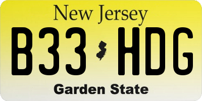NJ license plate B33HDG