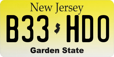 NJ license plate B33HDO