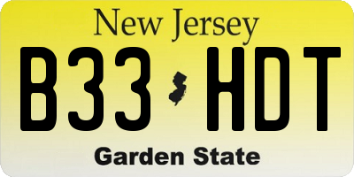NJ license plate B33HDT