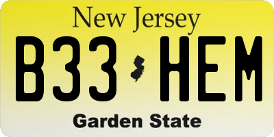 NJ license plate B33HEM