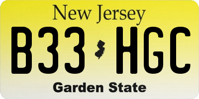 NJ license plate B33HGC