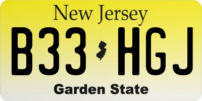 NJ license plate B33HGJ