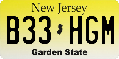 NJ license plate B33HGM