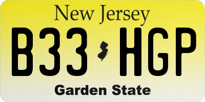 NJ license plate B33HGP