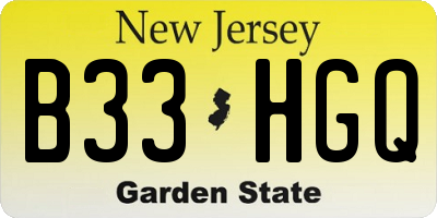 NJ license plate B33HGQ