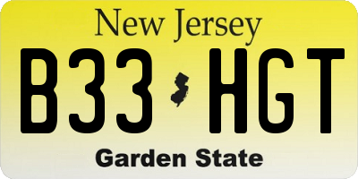 NJ license plate B33HGT