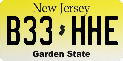 NJ license plate B33HHE