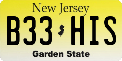 NJ license plate B33HIS