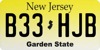 NJ license plate B33HJB