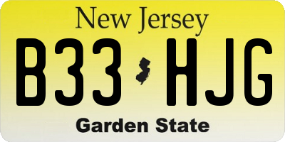 NJ license plate B33HJG