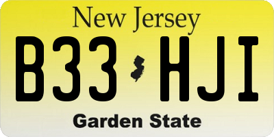 NJ license plate B33HJI