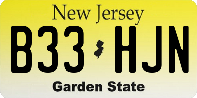 NJ license plate B33HJN