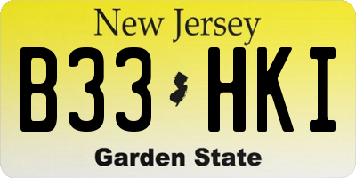NJ license plate B33HKI