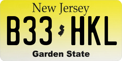 NJ license plate B33HKL